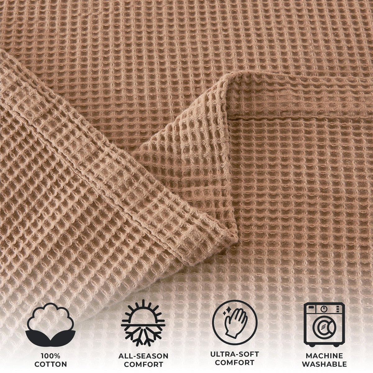 100% Cotton Waffle Weave Blanket - Mikala Collection by Great Bay Home