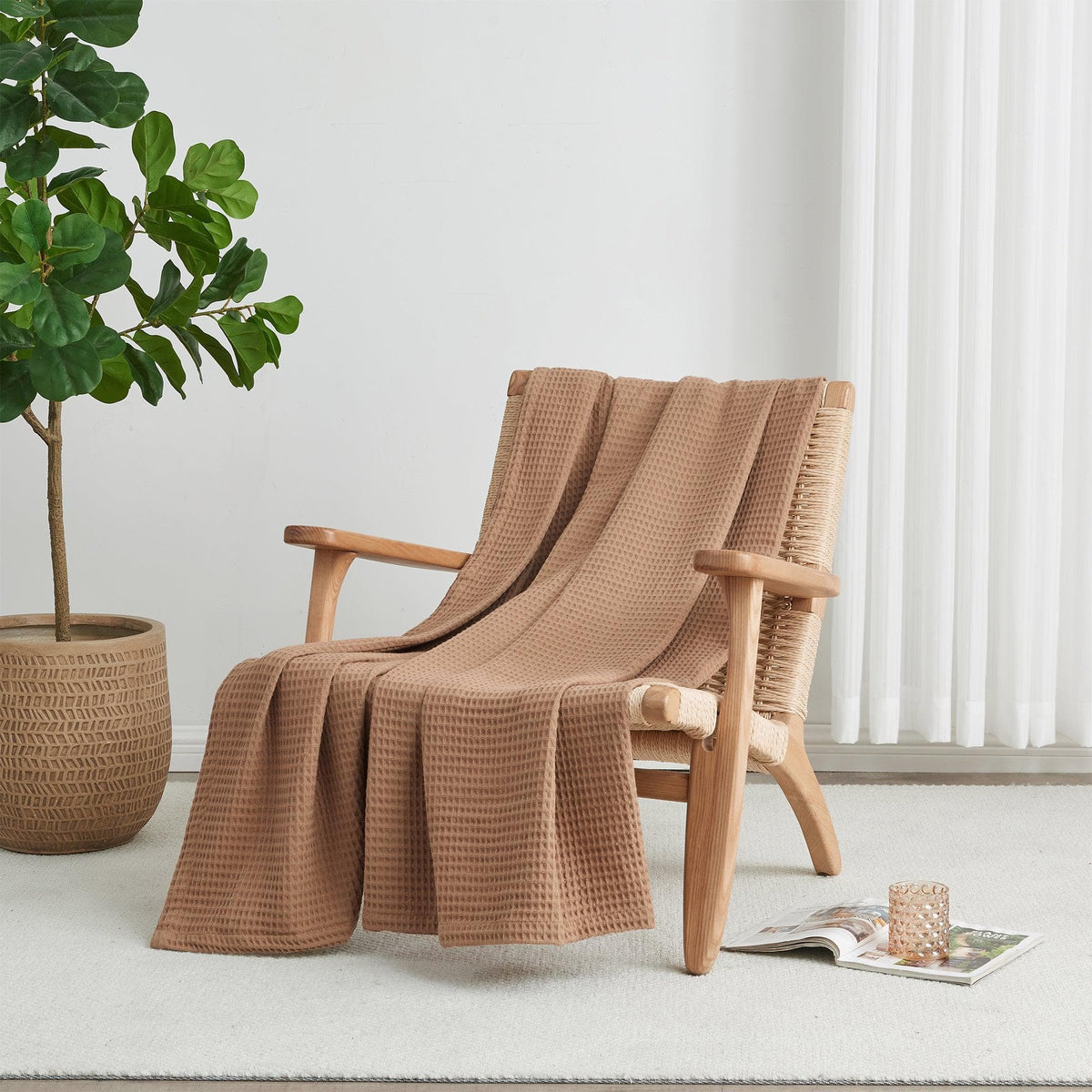 100% Cotton Waffle Weave Blanket - Mikala Collection by Great Bay Home