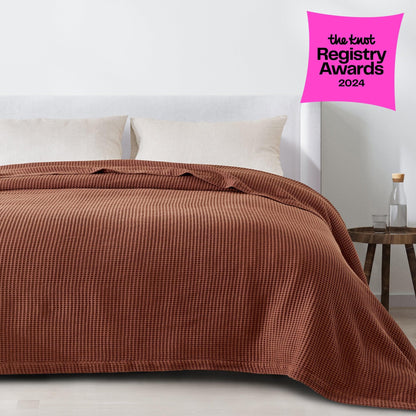 100% Cotton Waffle Weave Blanket - Mikala Collection by Great Bay Home