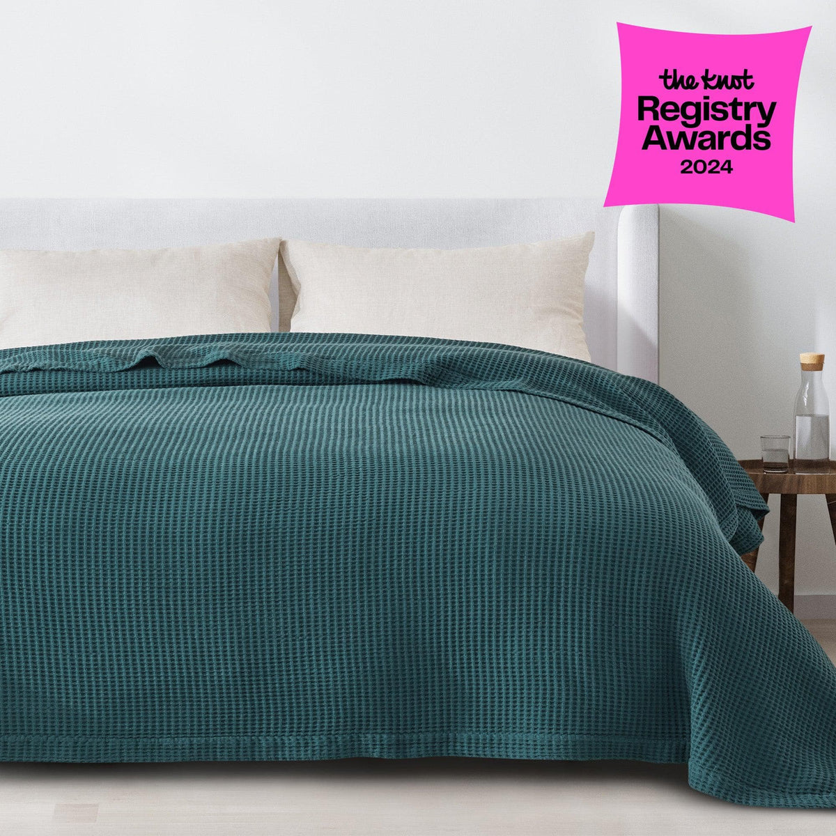 100% Cotton Waffle Weave Blanket - Mikala Collection by Great Bay Home