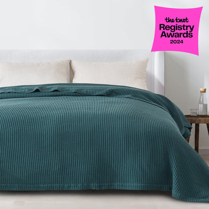 100% Cotton Waffle Weave Blanket - Mikala Collection by Great Bay Home