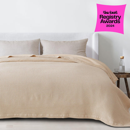 100% Cotton Waffle Weave Blanket - Mikala Collection by Great Bay Home