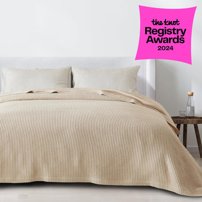 100% Cotton Waffle Weave Blanket - Mikala Collection by Great Bay Home