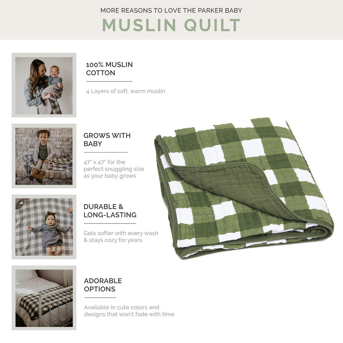 Green Buffalo Quilt by Parker Baby Co.