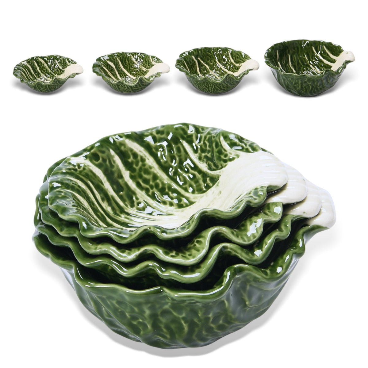 Green Cabbage Nesting Bowls | Set of 4 by Rust & Cinder