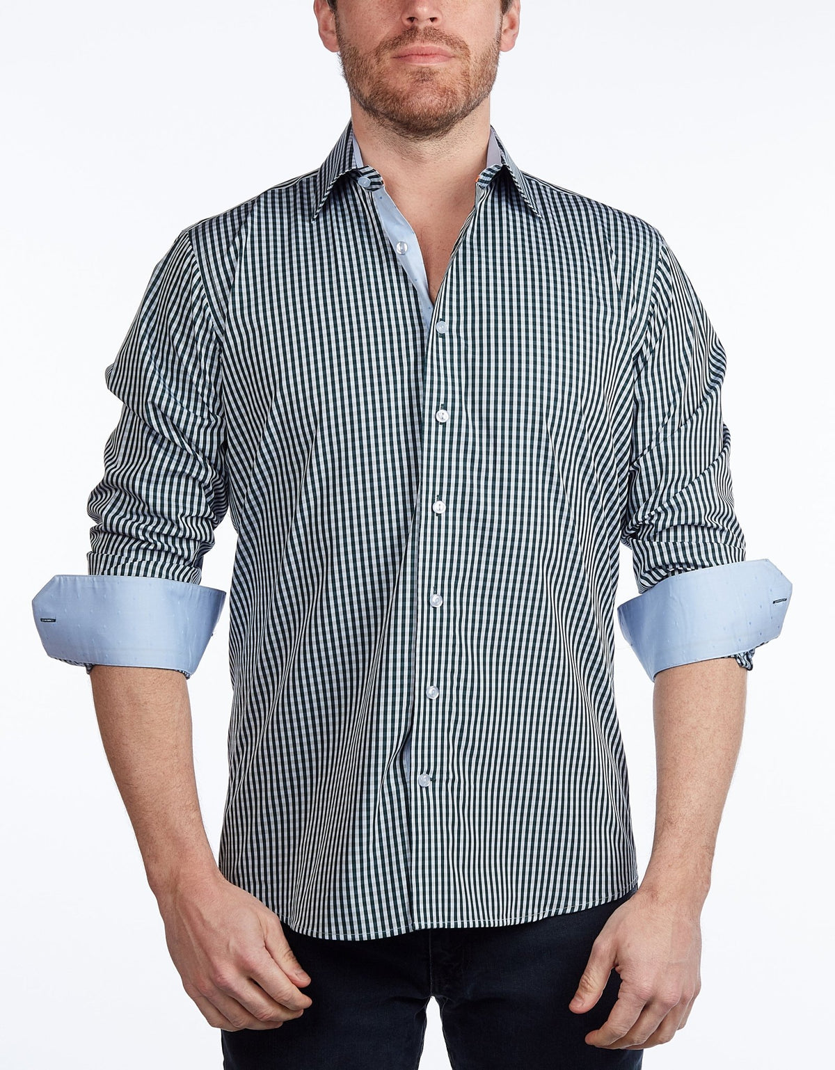 Green Signature Shirt // - Contemporary Fit - contrast trimming - final sale - Size SmallShirts & TopsTorqelo.com