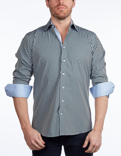 Green Signature Shirt // - Contemporary Fit - contrast trimming - final sale - Size SmallShirts & TopsTorqelo.com