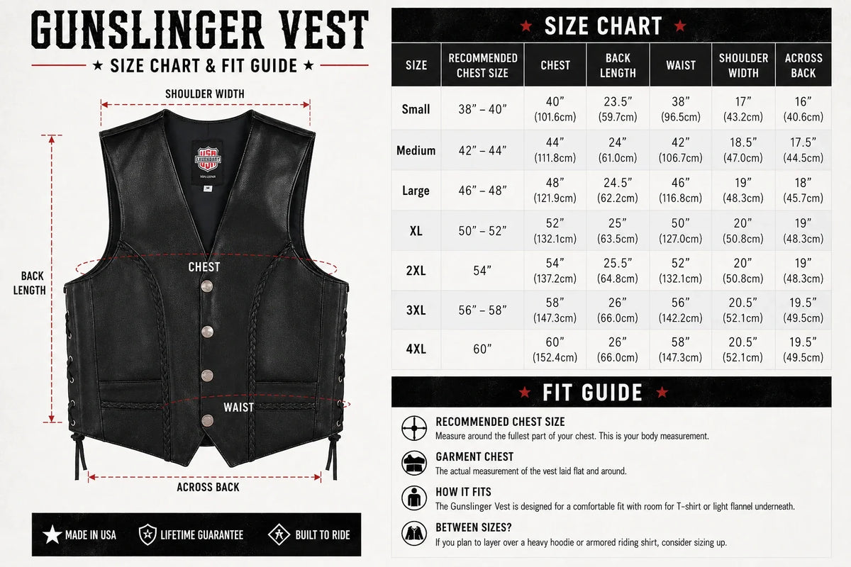 Legendary Gunslinger Men's Leather Vest by Legendary USA
