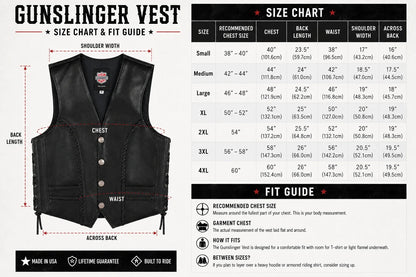 Legendary Gunslinger Men's Leather Vest by Legendary USA