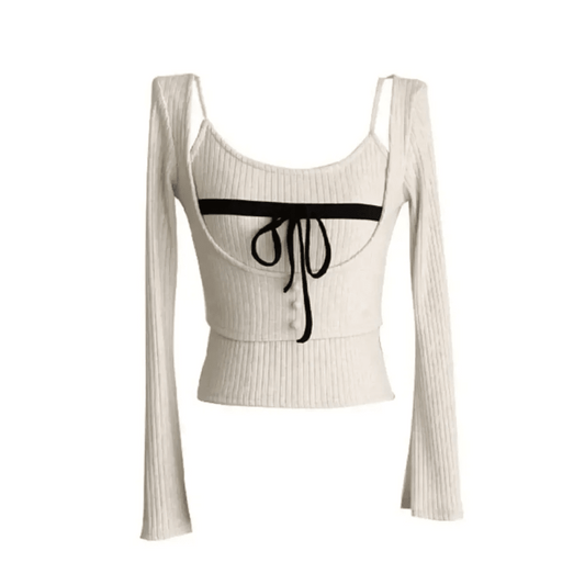 Gyaru Ribbed Knit Sweater TopWomen's SweatersTorqelo.com