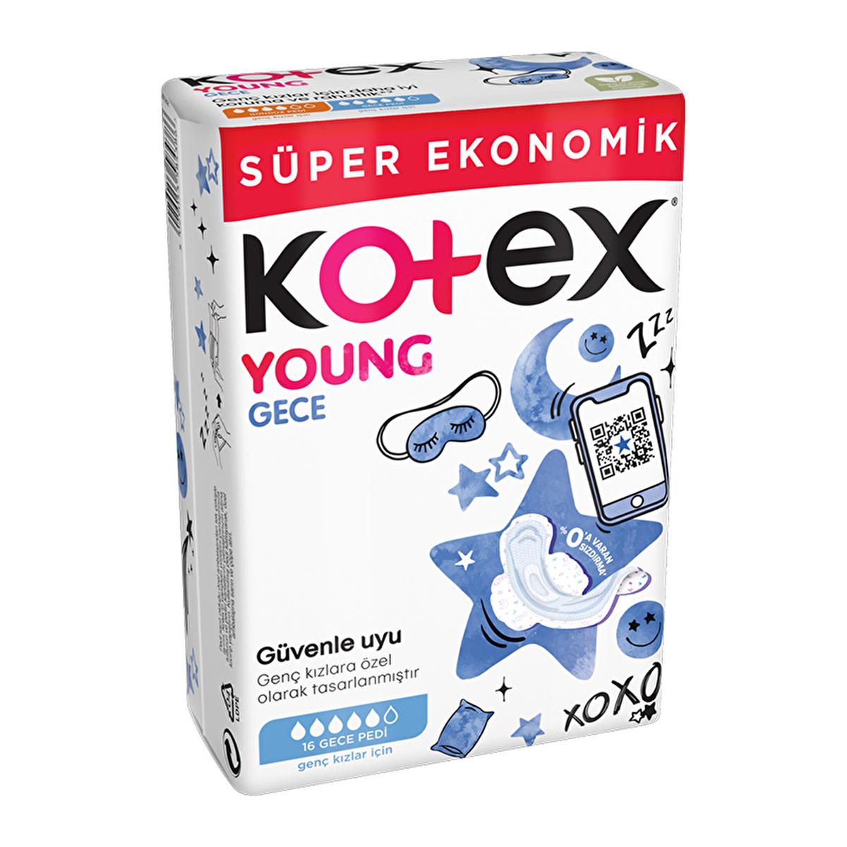Kotex Young Super Absorbent Night Pads - 16 Count - Feminine Hygiene Pads for Teens, Superior Period Protection by Beauty Care Bag