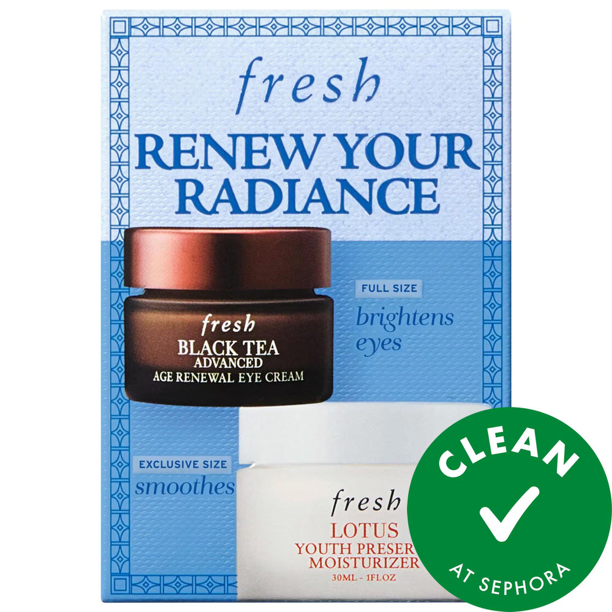 Fresh Renew Your Radiance Set: Anti-Aging Eye Cream & Lotus Moisturizer for Dark Circles, Fine Line Reduction & Skin Radiance by Beauty Care Bag