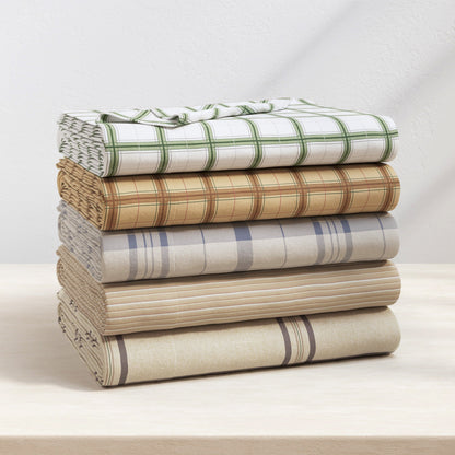 Turkish Cotton Flannel Sheet Set - Plaid & Stripe Collection by Great Bay Home