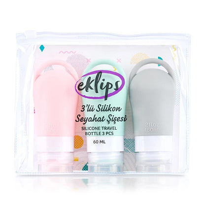 Eklips Silicone Travel Bottle 3-Pack for Easy Packing 60ml by Beauty Care Bag
