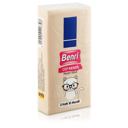 Benri Portable Pocket Tissues - 3-Layered Hygienic Handkerchiefs for Travel and On-the-Go Use by Beauty Care Bag