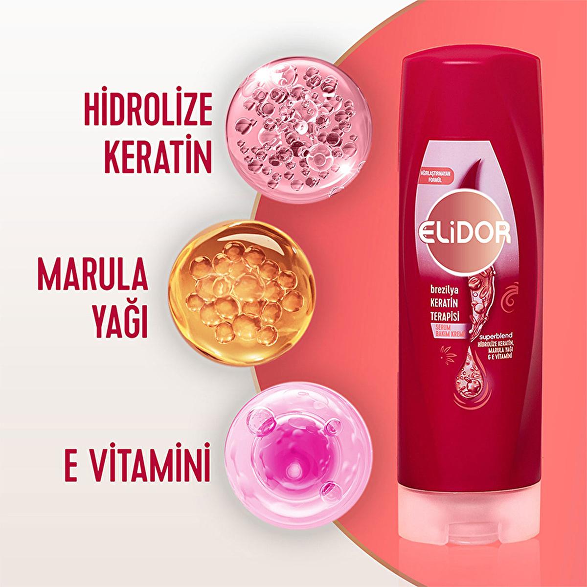 Elidor Brazilian Keratin Therapy Hair Serum - Nourishes, Smooths, and Adds Shine to Hair - 11.83 fl oz by Beauty Care Bag