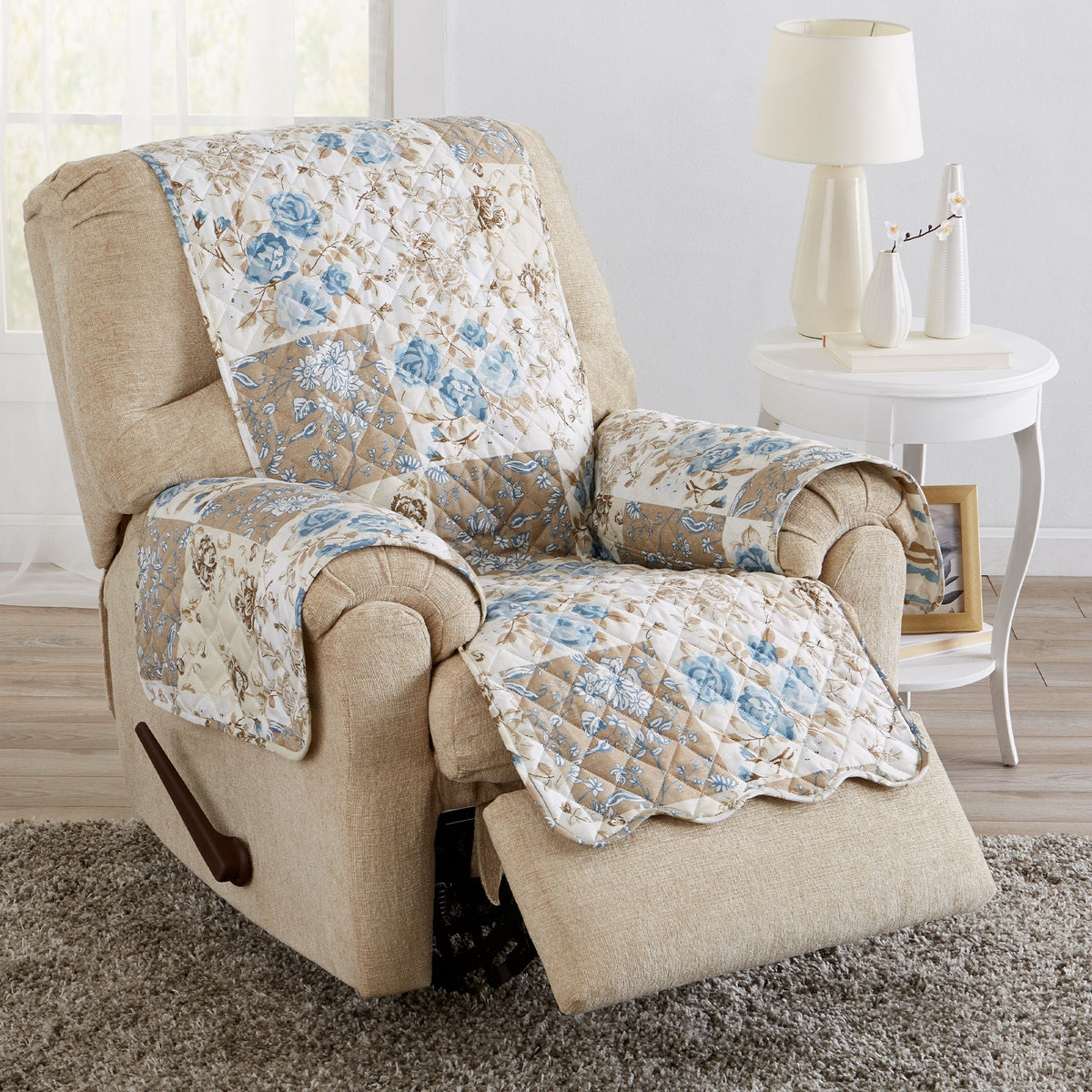 Reversible Floral Patchwork Furniture Protector - Maribel Collection by Great Bay Home