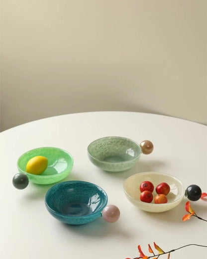 Handblown Bonbon Whimsical Salad Snack Desert Bowl, Eclectic by Inspecial Home