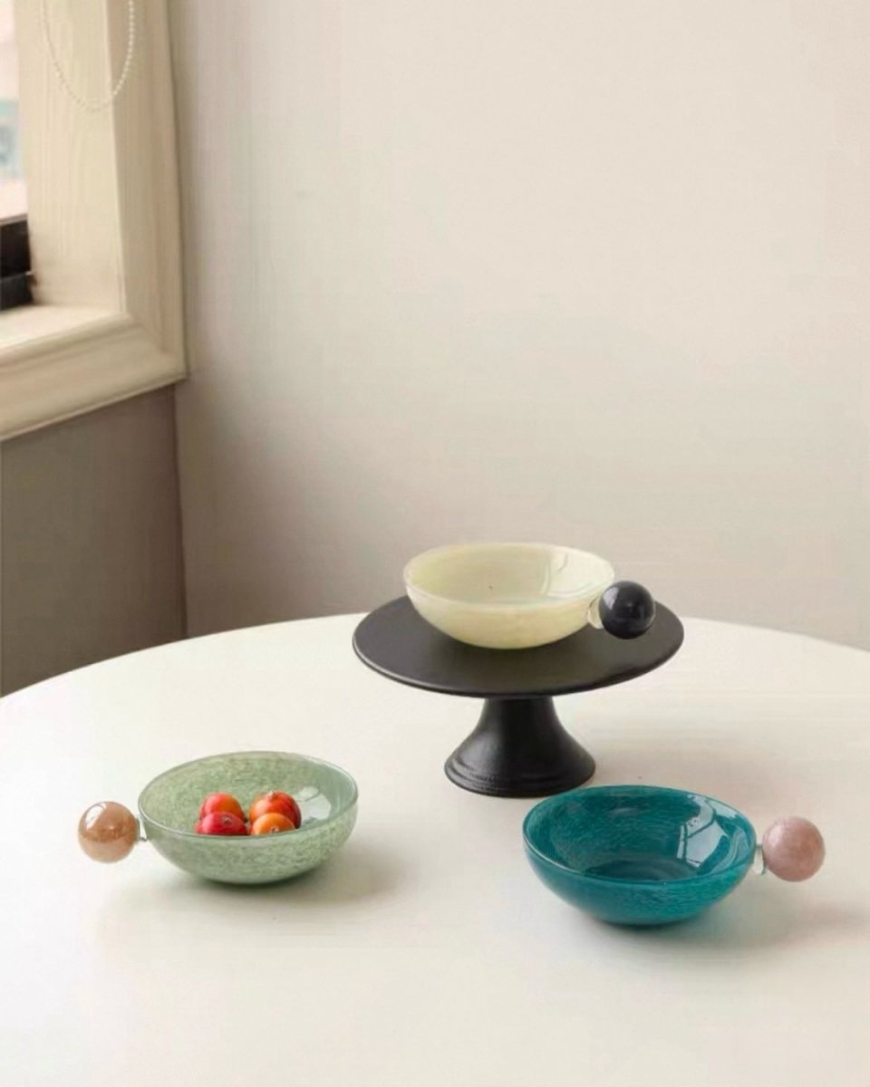 Handblown Bonbon Whimsical Salad Snack Desert Bowl, Eclectic by Inspecial Home