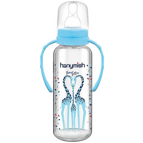 Hanymish 402 Glass Baby Bottle with Handles 240 ml by Beauty Care Bag