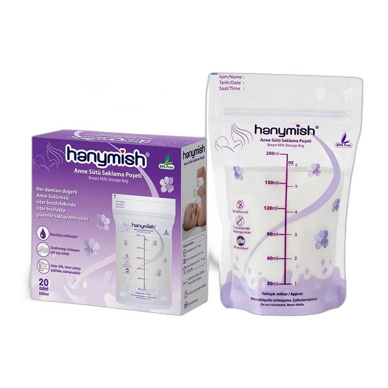 Hanymish Breast Milk Storage Bags with Double Zipper 200 ml by Beauty Care Bag