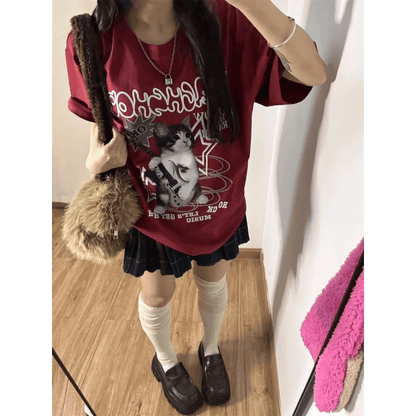 Harajuku Punk Cat Print T-ShirtT-ShirtsTorqelo.com