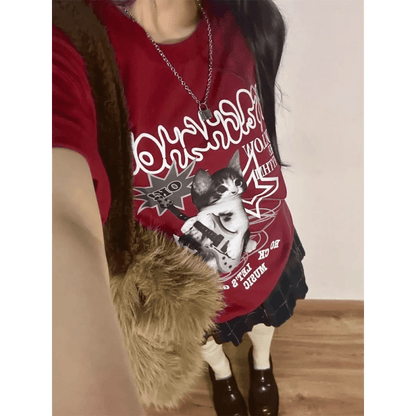 Harajuku Punk Cat Print T-ShirtT-ShirtsTorqelo.com