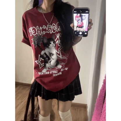 Harajuku Punk Cat Print T-ShirtT-ShirtsTorqelo.com