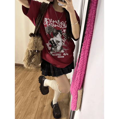 Harajuku Punk Cat Print T-ShirtT-ShirtsTorqelo.com