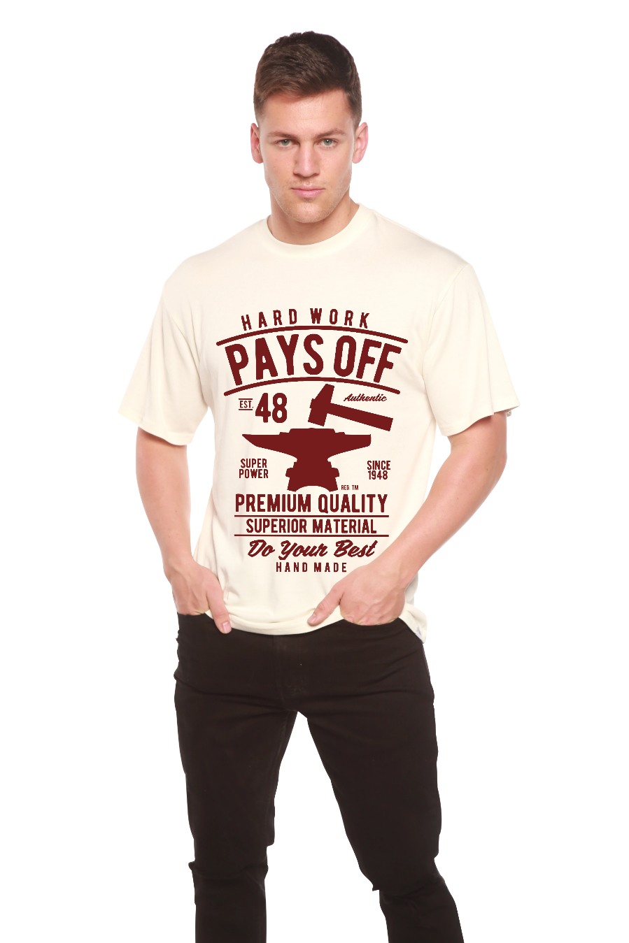 Hard Work Pays men's bamboo graphic T-shirt – view 10