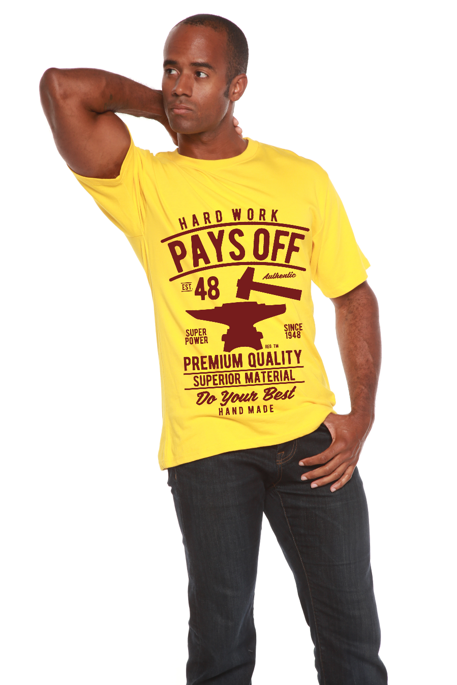 Hard Work Pays men's short sleeve graphic T-shirt in bamboo viscose and organic cotton