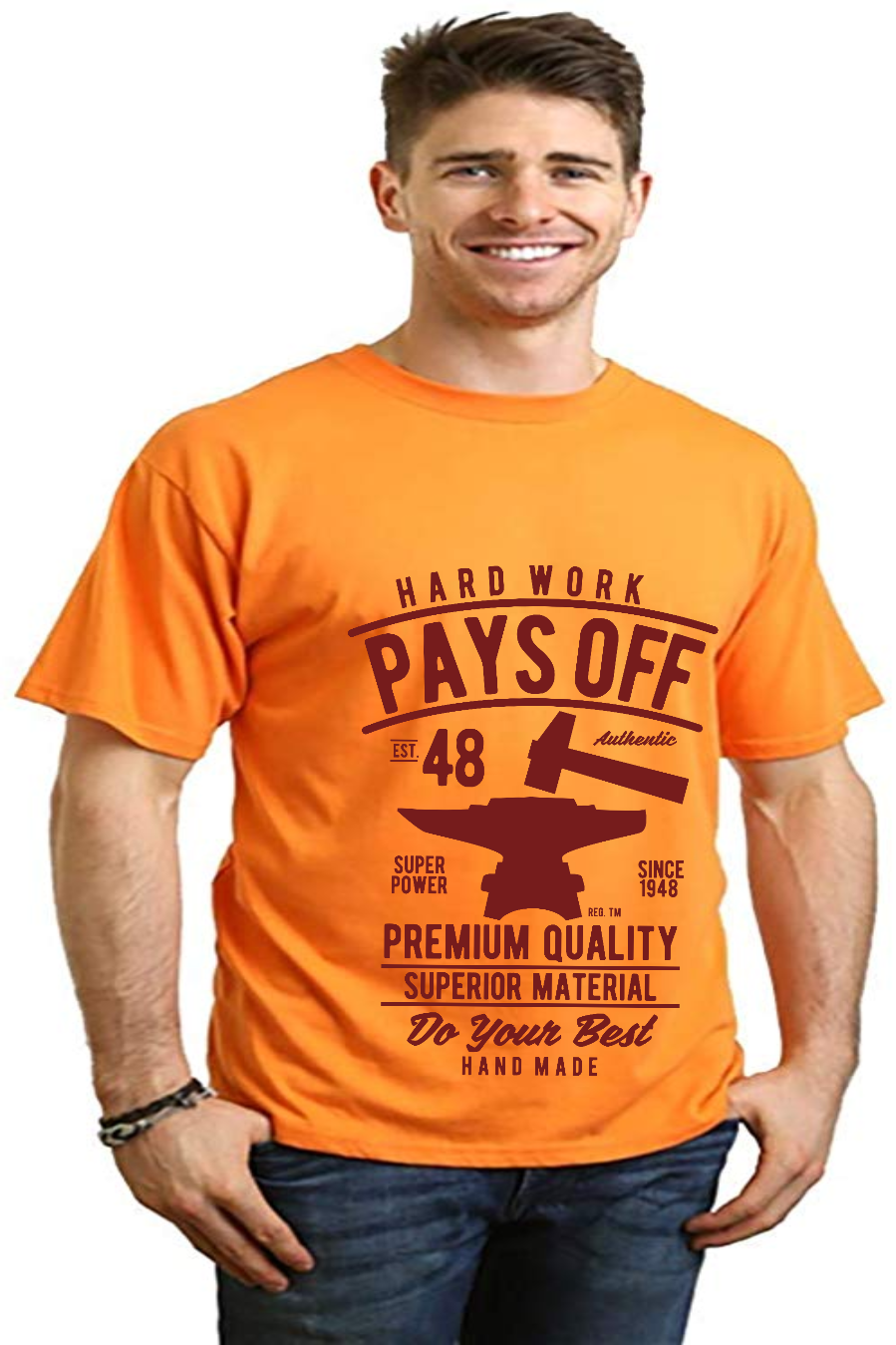 Hard Work Pays men's bamboo graphic T-shirt – view 7