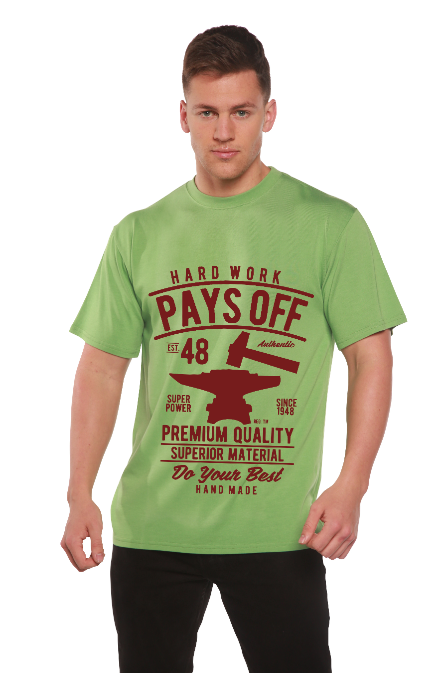 Hard Work Pays men's bamboo graphic T-shirt – view 12