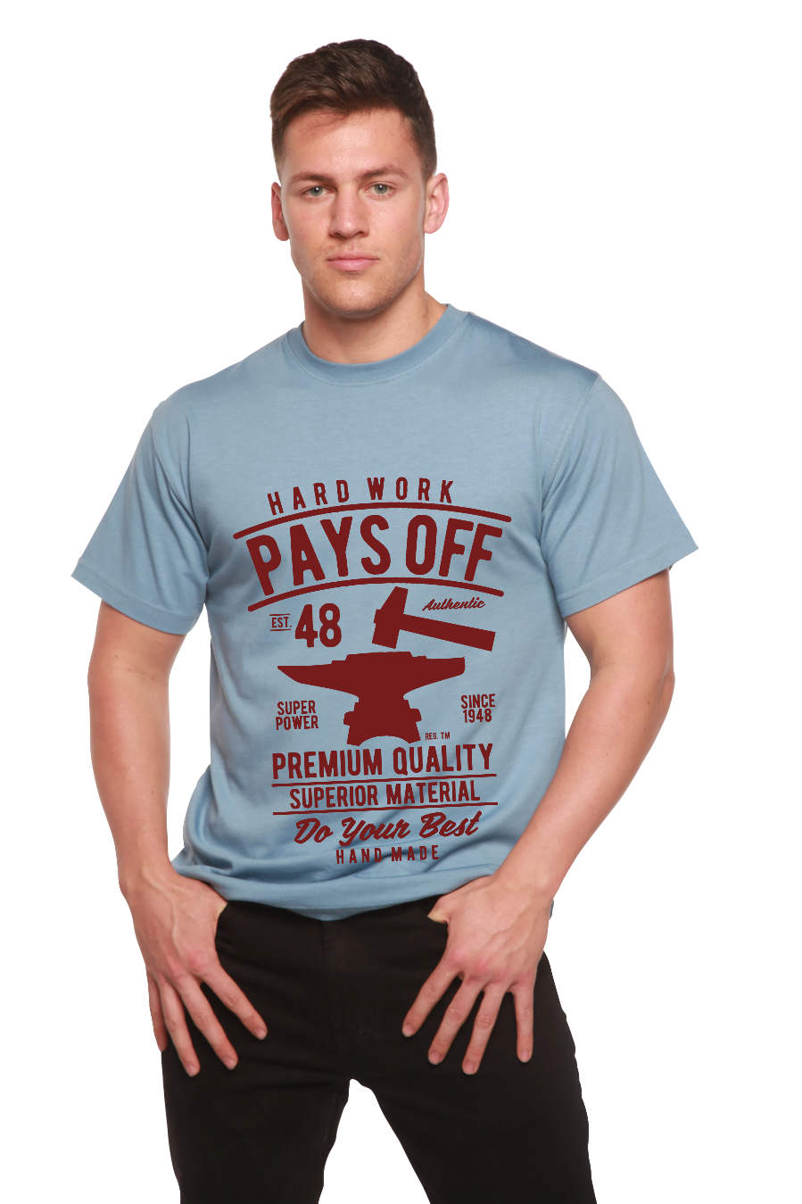 Hard Work Pays men's bamboo graphic T-shirt – view 4