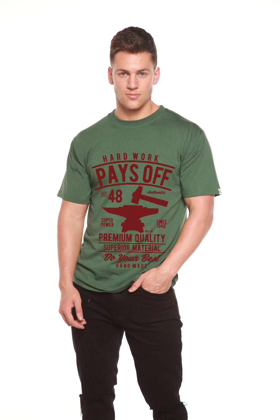 Hard Work Pays men's bamboo graphic T-shirt – view 6