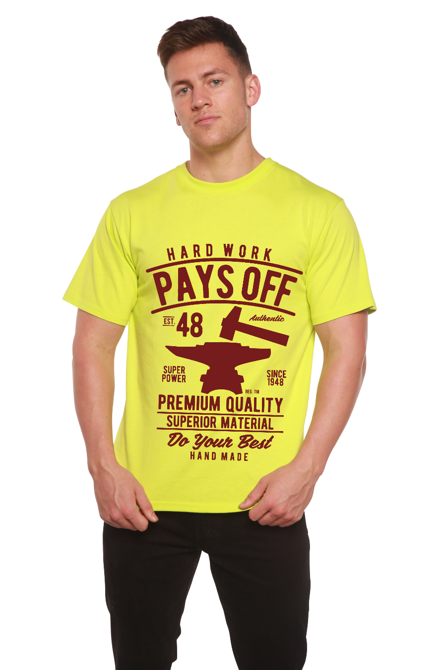 Hard Work Pays men's bamboo graphic T-shirt – view 11