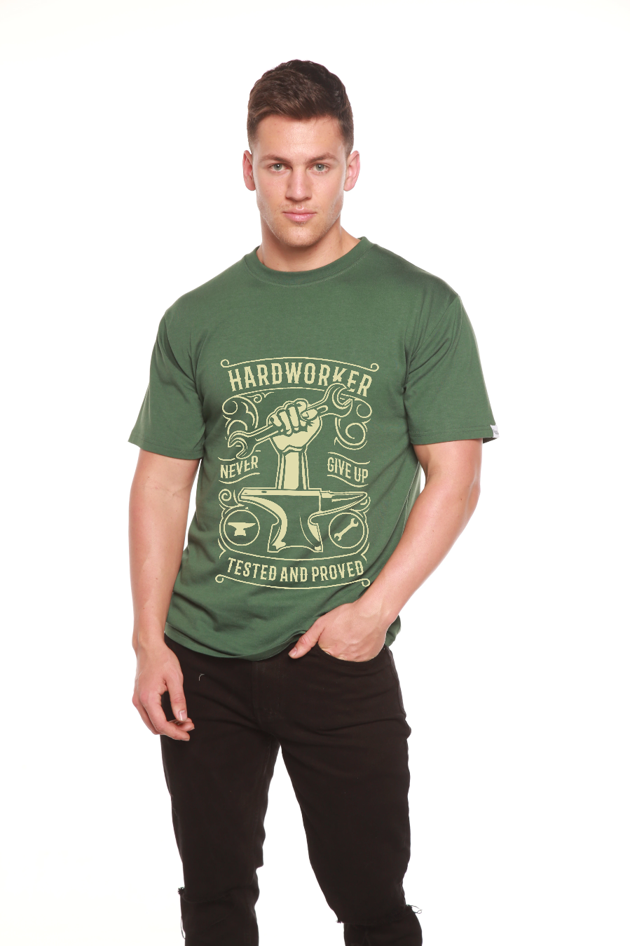 Hard Worker men's bamboo graphic T-shirt – view 9