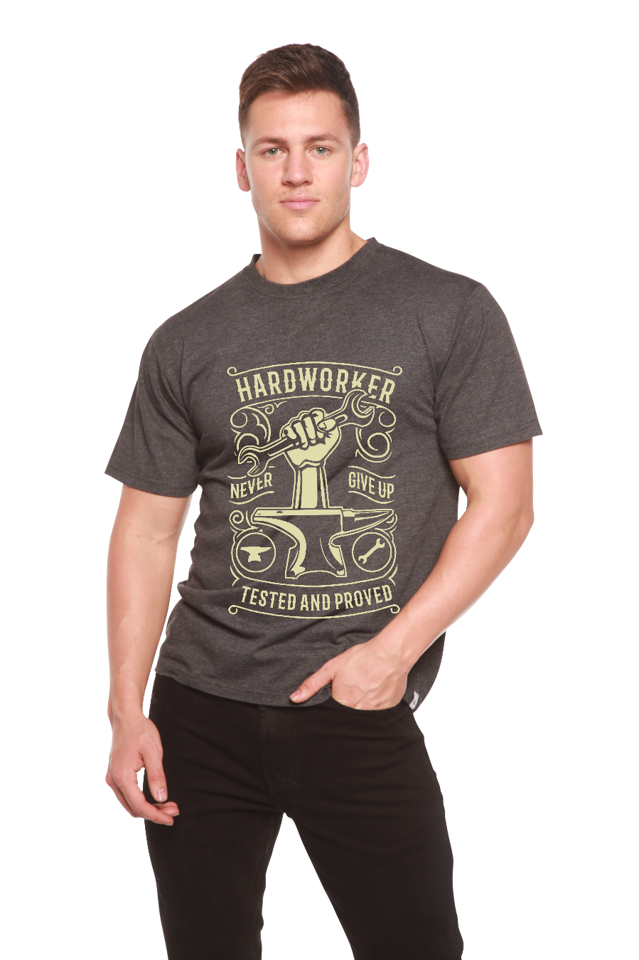 Hard Worker men's bamboo graphic T-shirt – view 5