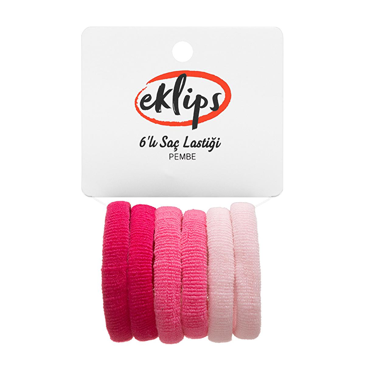 Eklips 6-Pack Pink Hair Ties for Women - Soft Elastic Hair Bands for Long Hair Styling by Beauty Care Bag