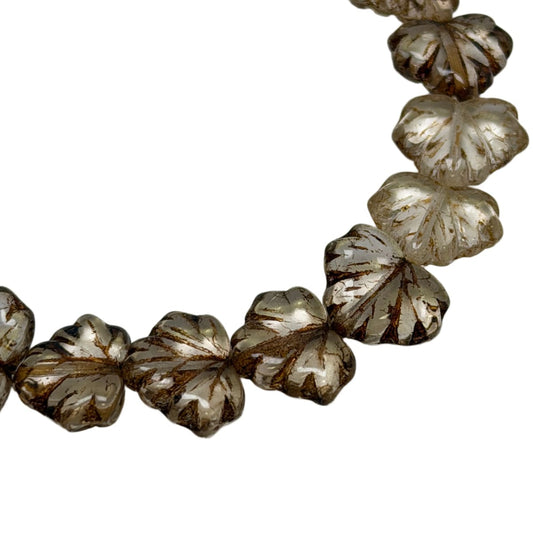Czech Glass Leaf Beads 13x11mm Smoky Bronze - 20 Beads per Strand by Continental Bead Suppliers