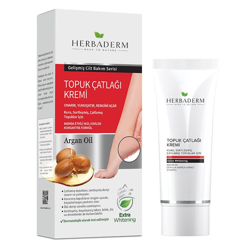 Herbaderm Heel Crack Cream 60ml - Natural Moisturizing Relief for Dry Cracked Heels by Beauty Care Bag