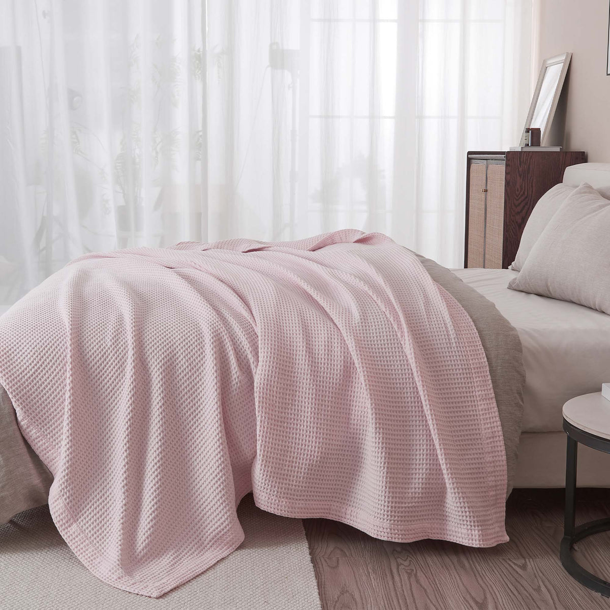 Great Bay Home Mikala cotton waffle weave blanket, view 5