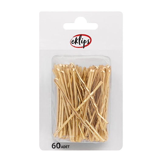 Eklips Gold Hair Clips: 60-Piece Set for Secure & Elegant Hair Styling - Golden Bobby Pins, Metal Hair Accessories by Beauty Care Bag