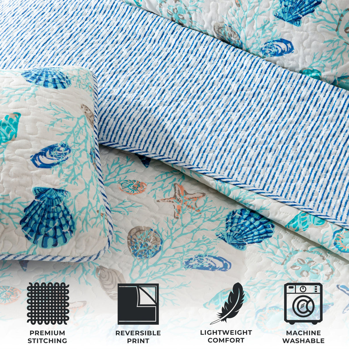 Coastal Quilt Set Bali Collection by Great Bay Home