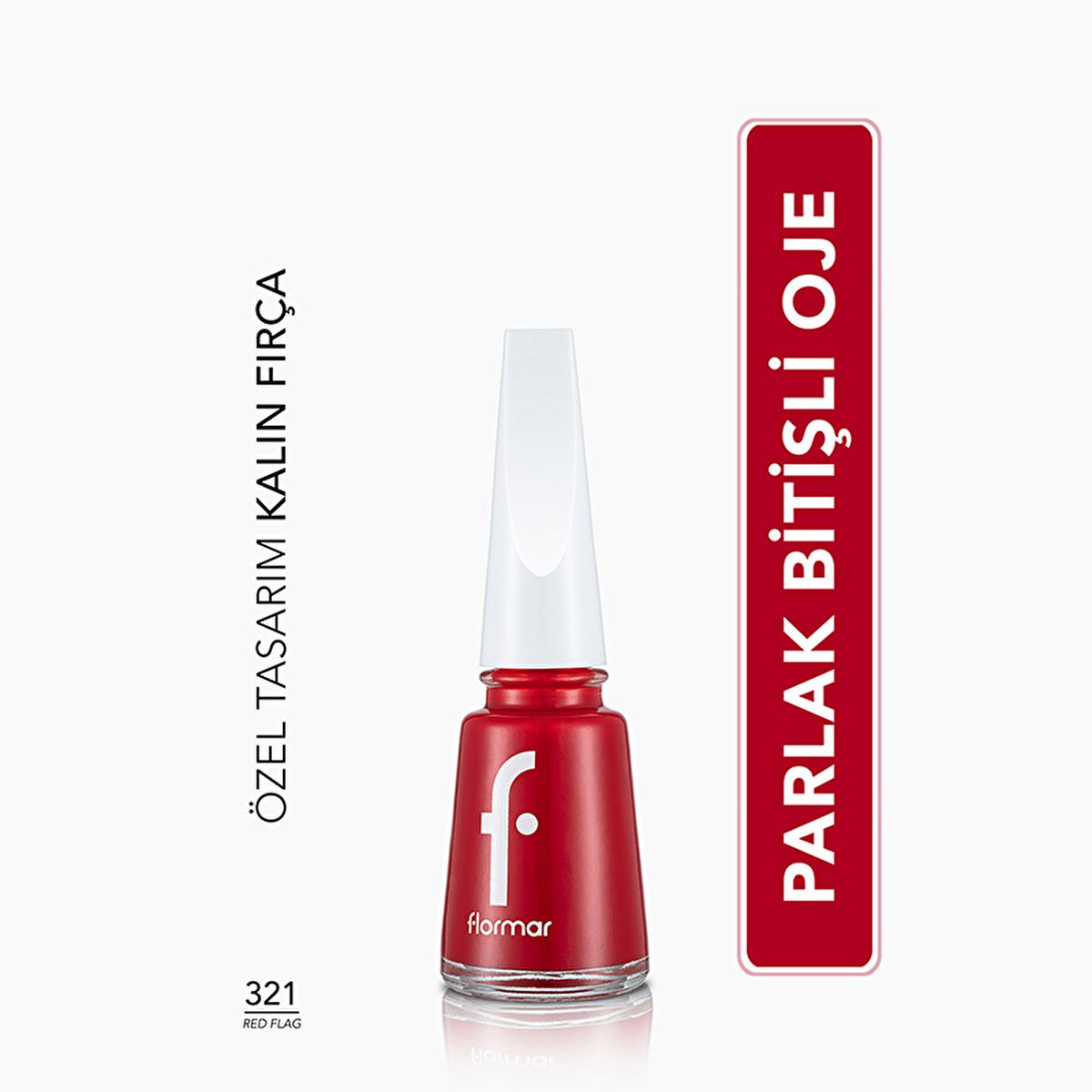 Flormar Nail Enamel - Long-Lasting, Nourishing Nail Polish with Magnesium & Calcium - Red Flag (321) by Beauty Care Bag
