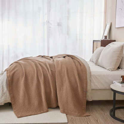 100% Cotton Waffle Weave Blanket - Mikala Collection by Great Bay Home