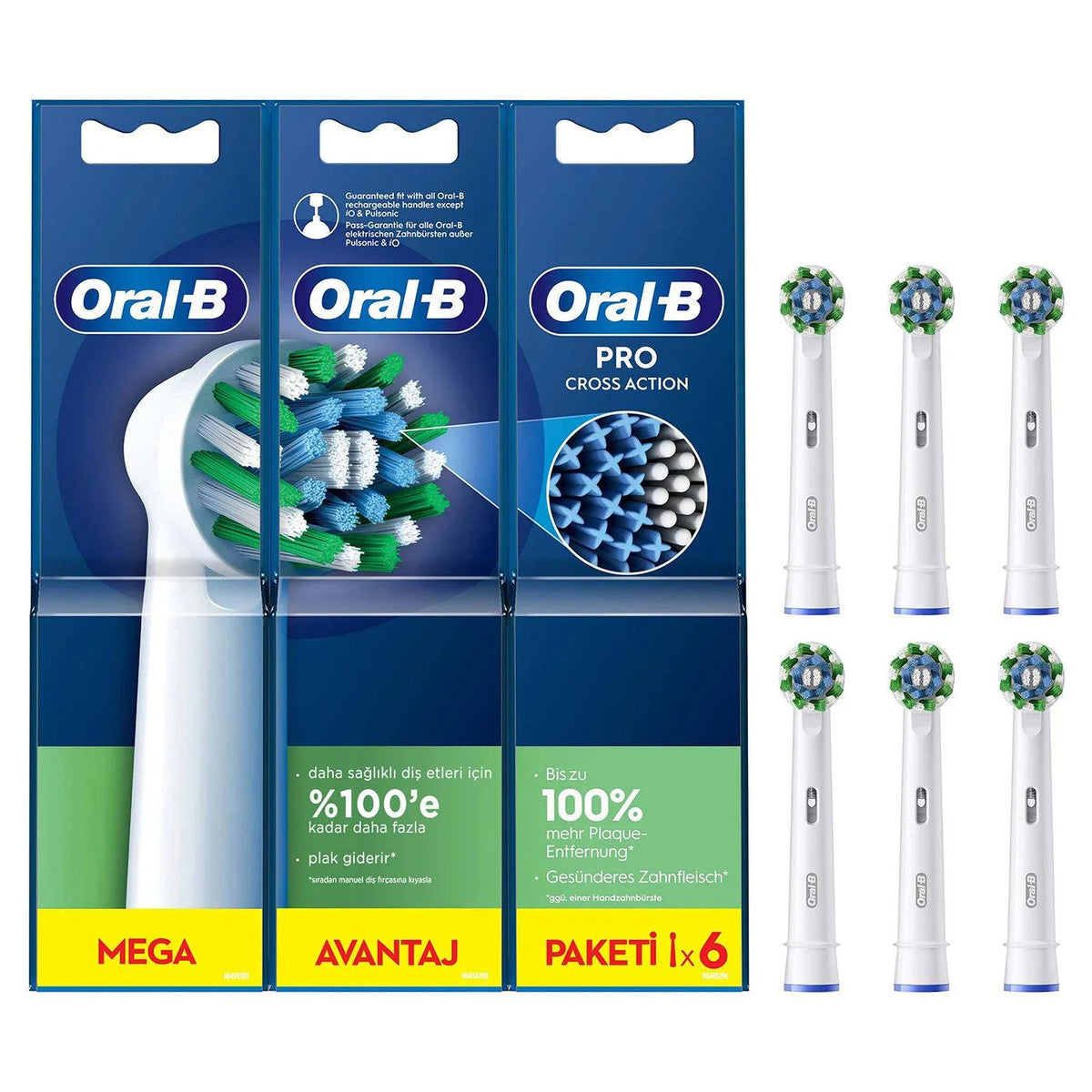 Oral-B CrossAction CleanMaximiser Replacement Brush Heads 6-Pack by Beauty Care Bag