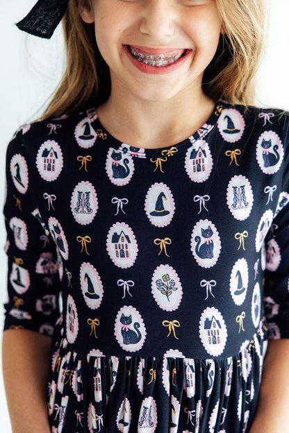 Hocus Pocus 3/4 Sleeve Pocket Twirl DressTwirl Dress - 3/4 - PocketTorqelo.com