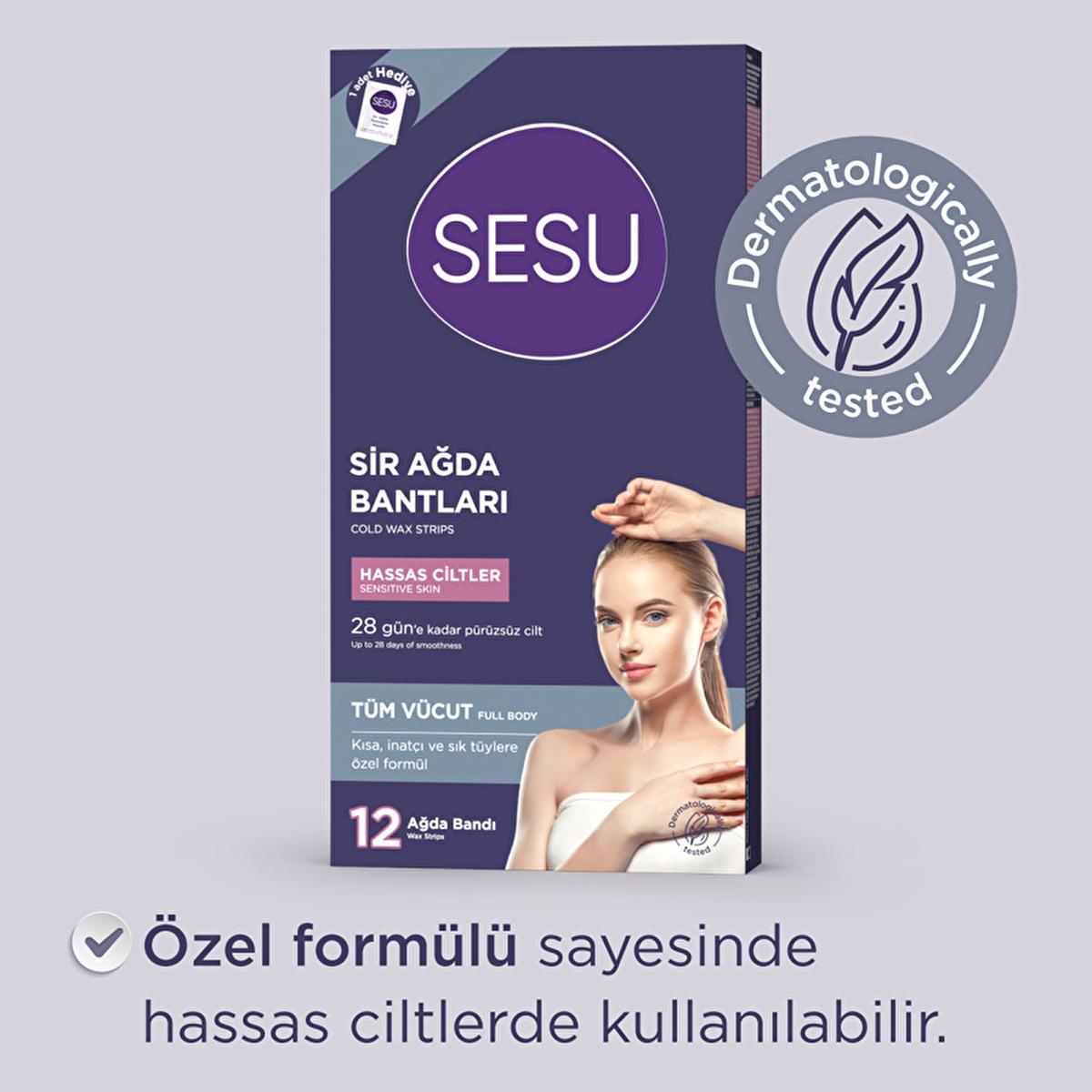 Sesu Sensitive Skin Wax Strips - Gentle Hair Removal for Short Hair, Easy to Use, Sugar-Free Formula by Beauty Care Bag