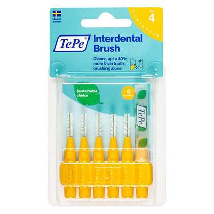 TePe Interdental Brush 0.7mm Yellow 6-Pack by Beauty Care Bag